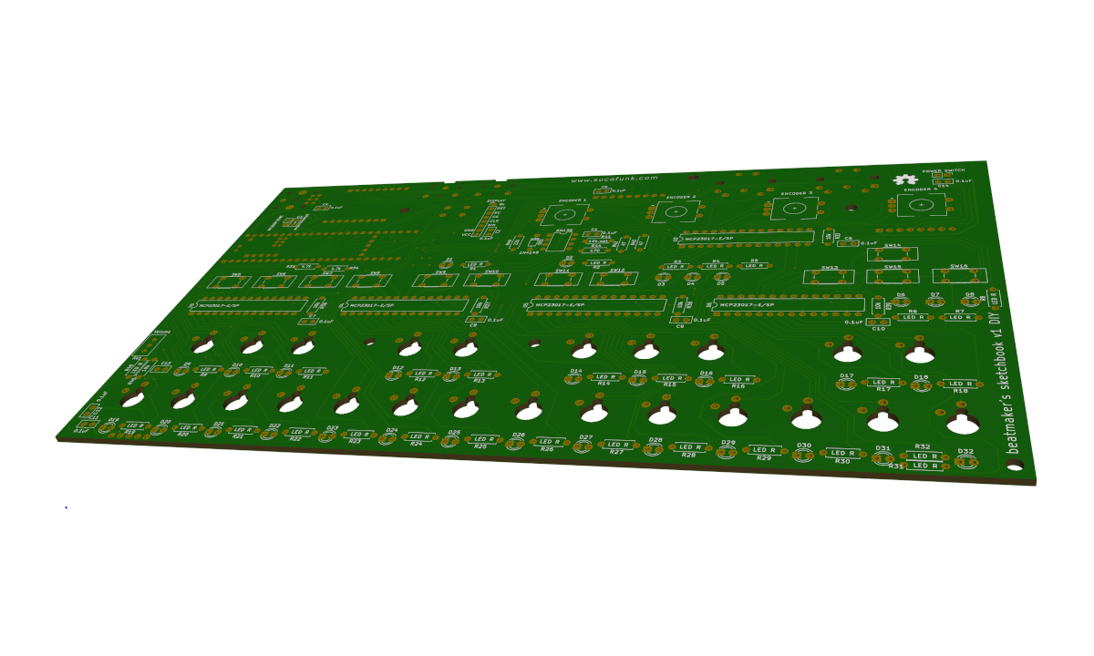 beatmaker's sketchbook - rendered pcb